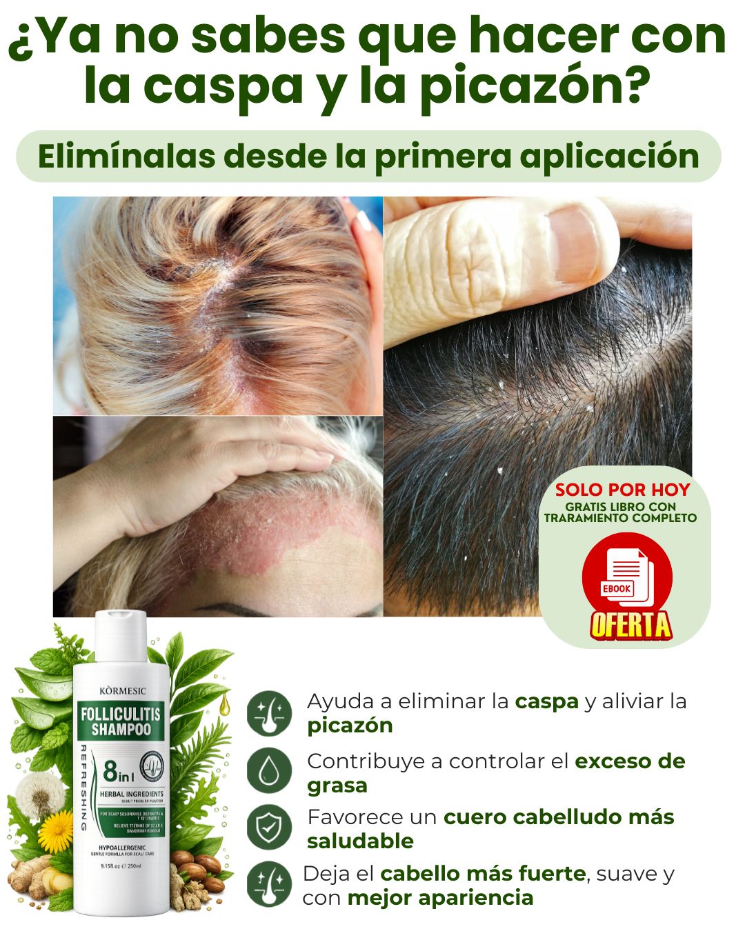 SHAMPOO 8 EN 1 - ELIMINA CASPA E HIDRATA