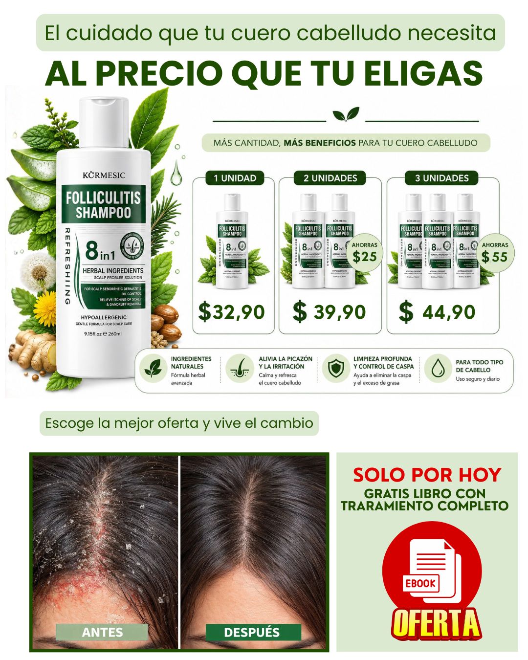 SHAMPOO 8 EN 1 - ELIMINA CASPA E HIDRATA